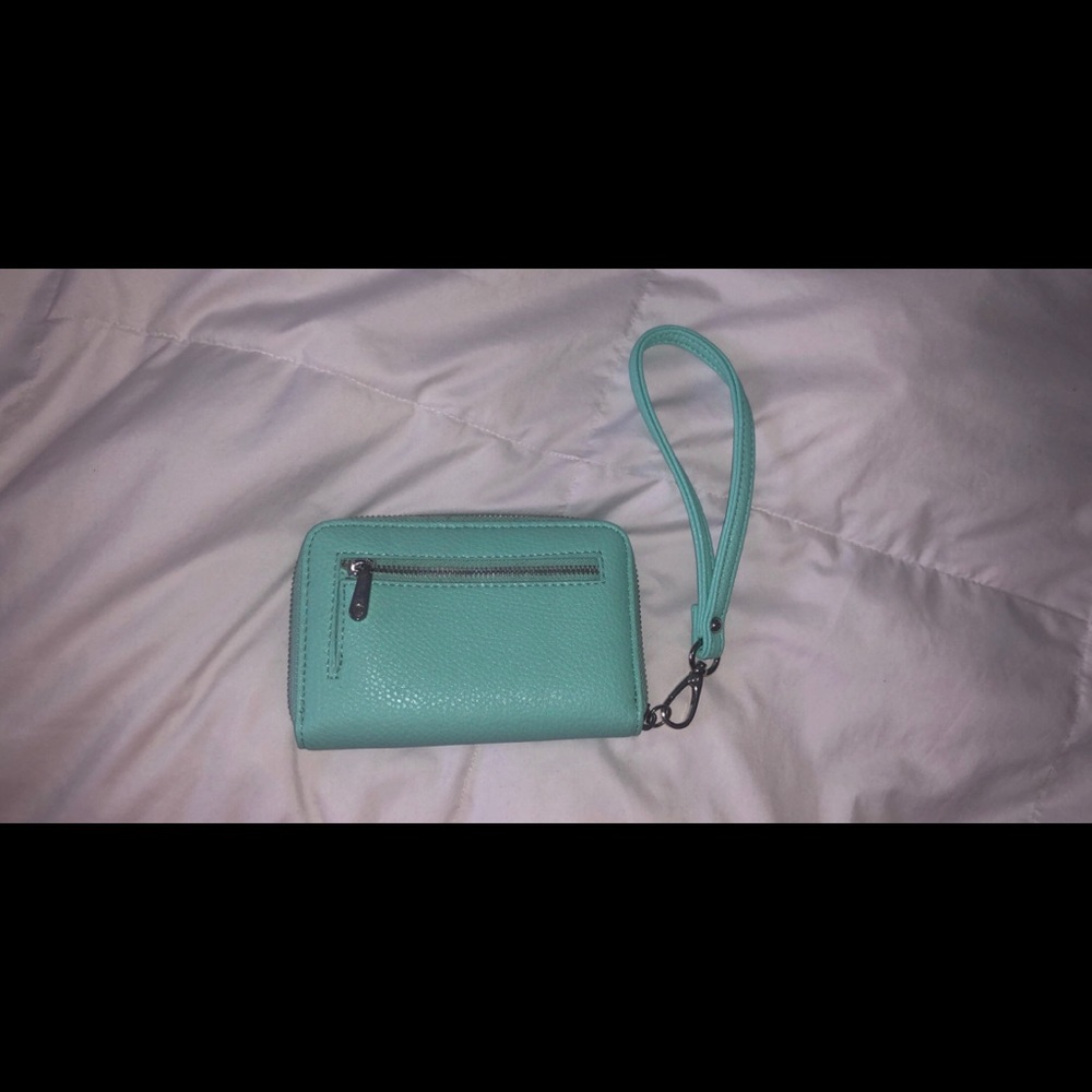 teal blue charming charlie’s wristlet